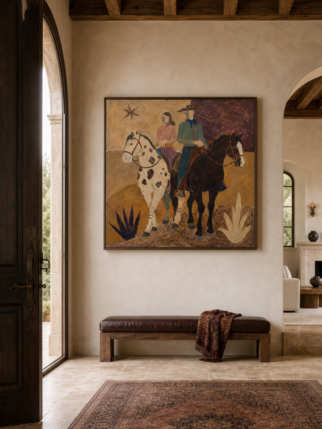 Rustic Horse Couple Painting Original Oil Art For Living Room Decor