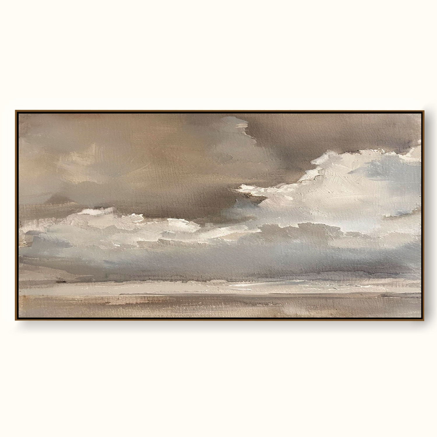 Vintage Cloud Landscape Oil Painting Beige Gray Wall Art For Living Room Decor