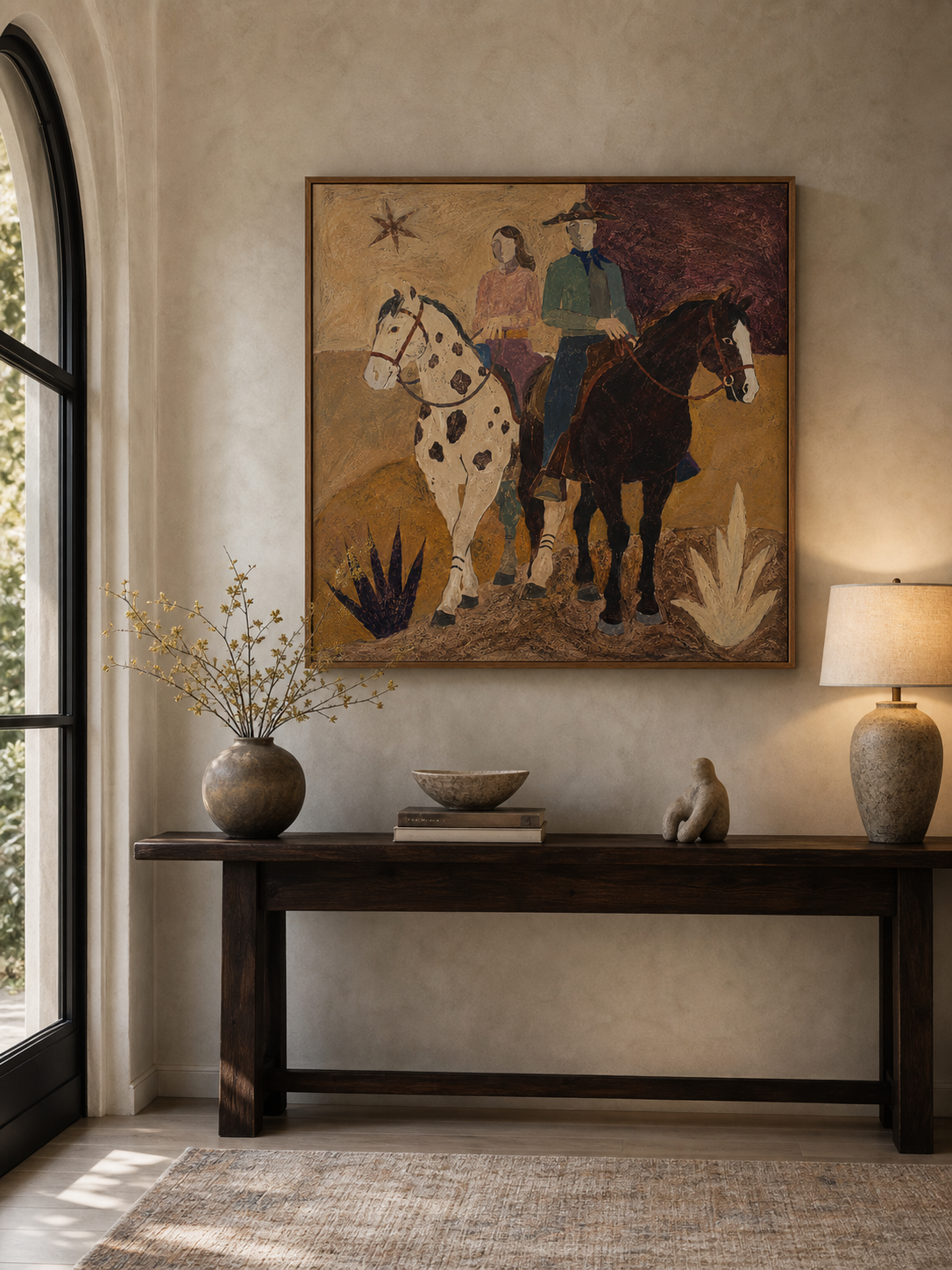 Rustic Horse Couple Painting Original Oil Art For Living Room Decor
