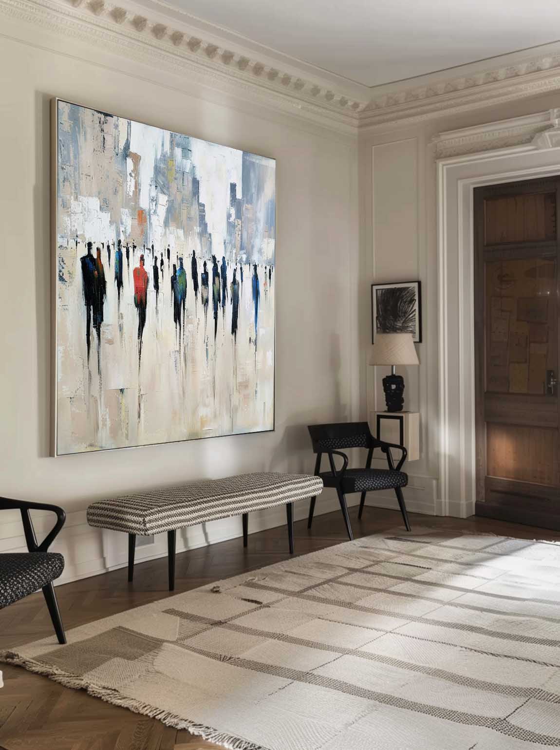 Retro Black And Beige Abstract Wall Art Neutral Original Wabi Sabi Wall Decor Minimalist Neutral Handmade Wall Decor