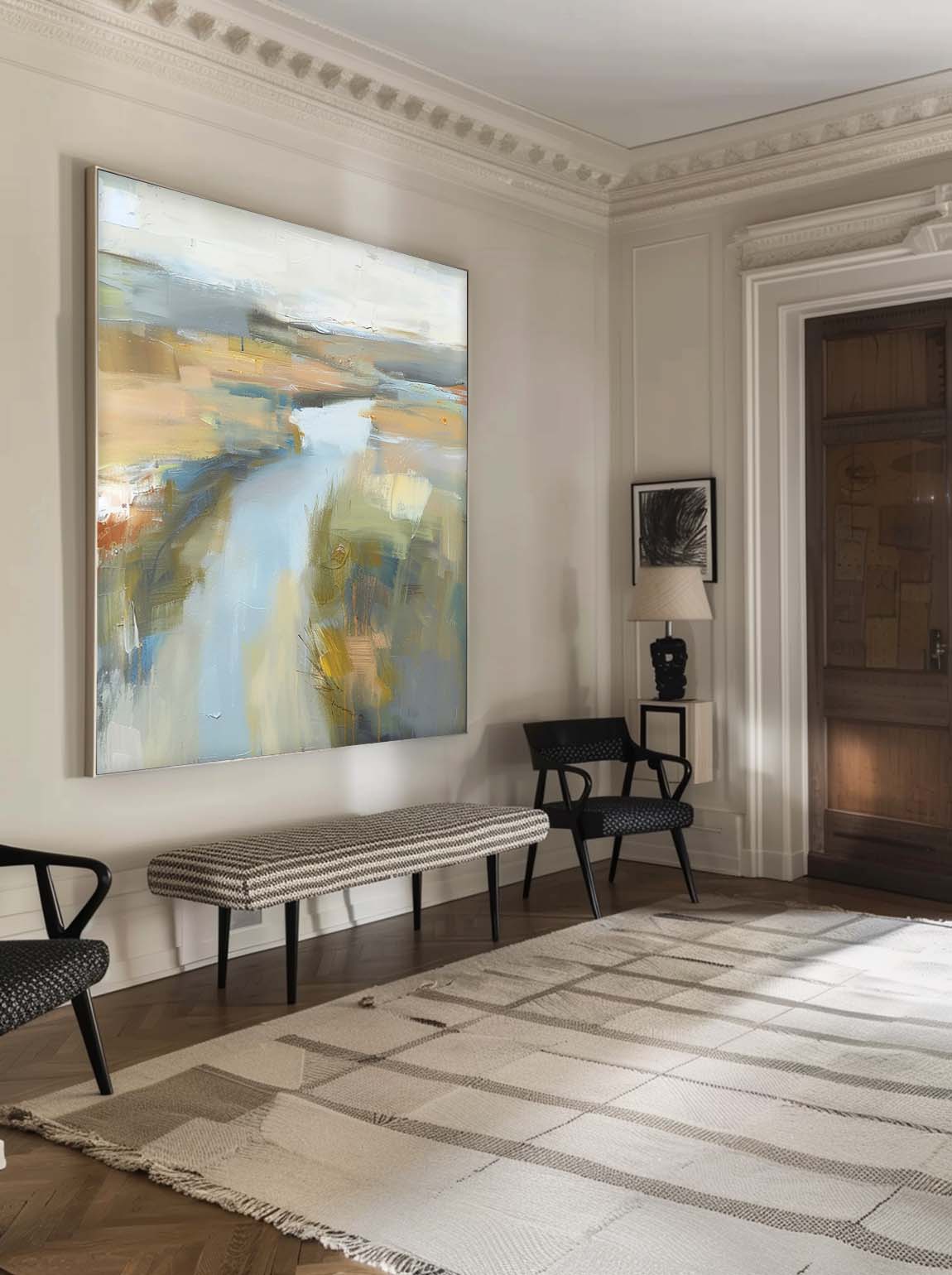 Large Scale Green Landscape Wall Art Original Abstract Texture Painting Minimalist Green Landscape Canvas Art