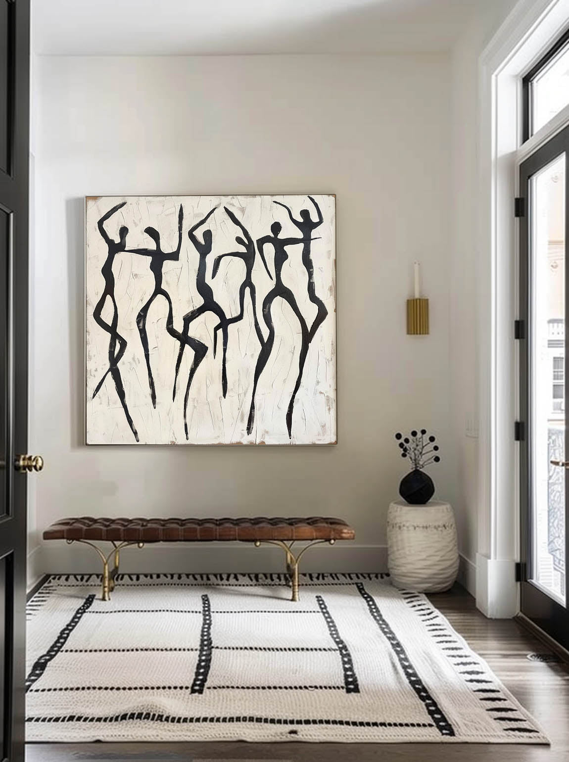 Vintage Black People Abstract Oil Painting Handcrafted Black Abstract Art On Canvas Large Scale Figure Line Texture Painting