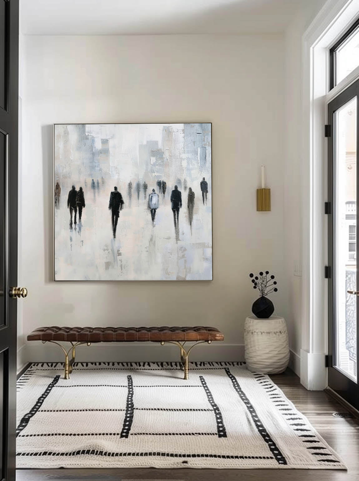 Vintage Black People Artwork Minimalist Wabi Sabi Neutral Abstract Artwork Large Abstract Canvas Art