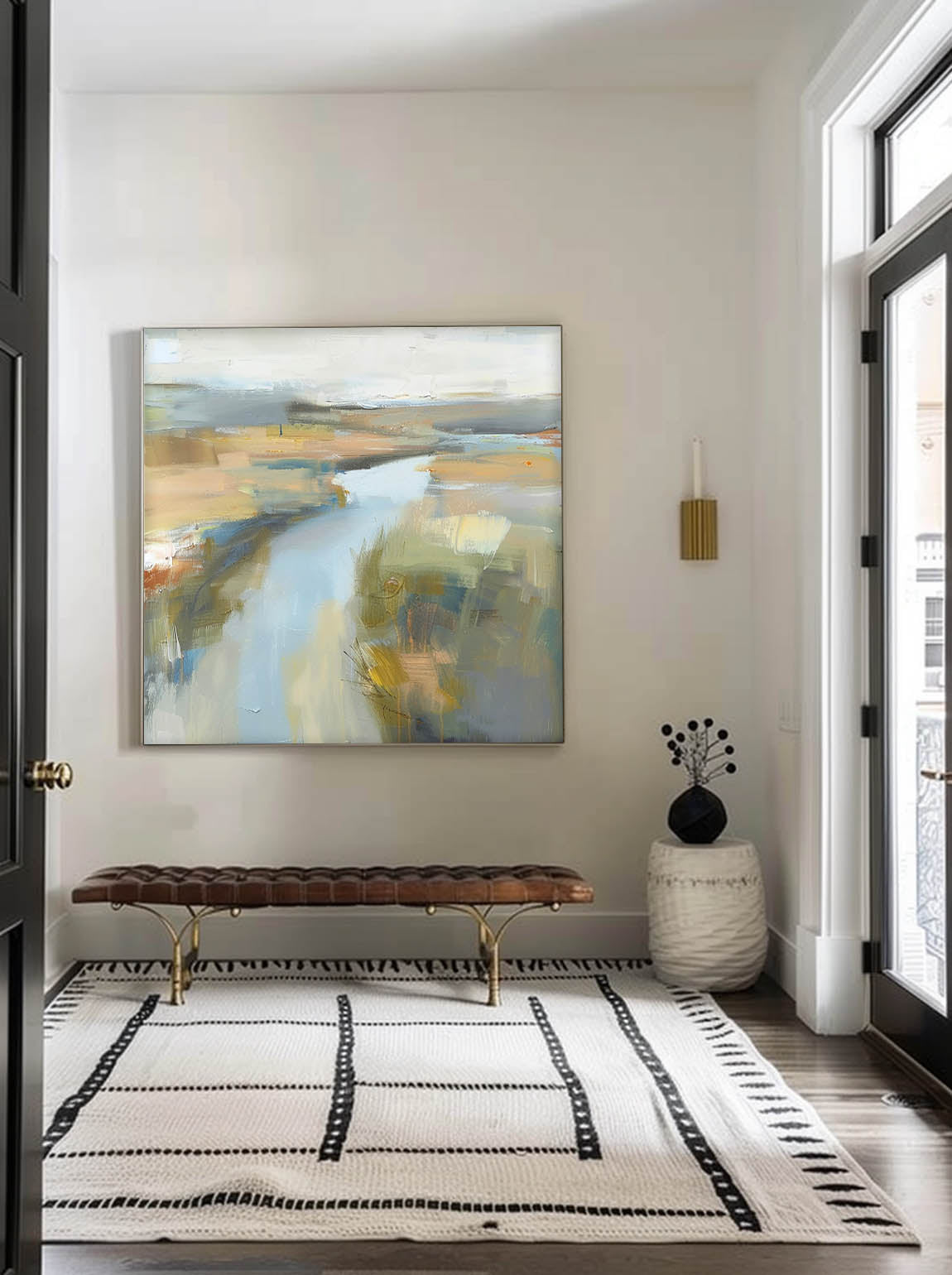 Large Scale Green Landscape Wall Art Original Abstract Texture Painting Minimalist Green Landscape Canvas Art