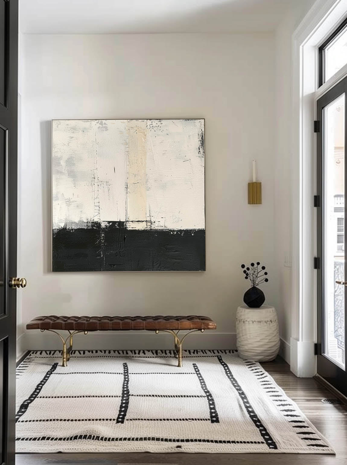 Vintage Black And White Texture Painting Neutral Black And White Abstract Art Wabi Sabi Black Abstract Canvas Art