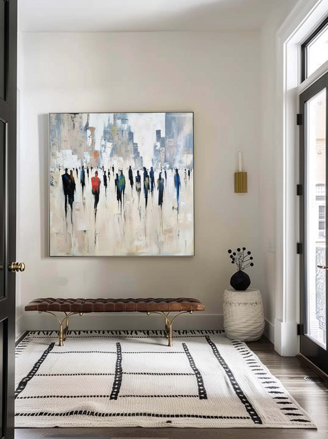 Retro Black And Beige Abstract Wall Art Neutral Original Wabi Sabi Wall Decor Minimalist Neutral Handmade Wall Decor