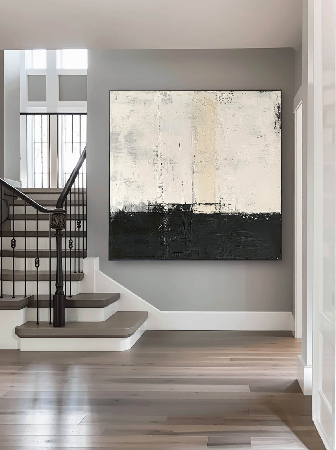 Vintage Black And White Texture Painting Neutral Black And White Abstract Art Wabi Sabi Black Abstract Canvas Art