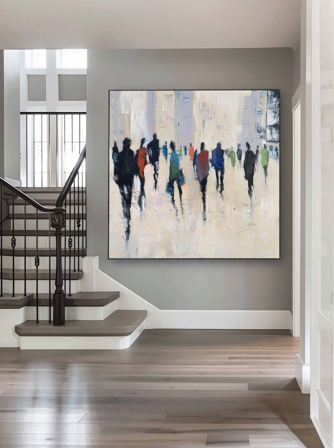 Vintage Black And Beige People Abstract Painting Neutral Beige Abstract Wall Art Minimalist Wabi Sabi Wall Art
