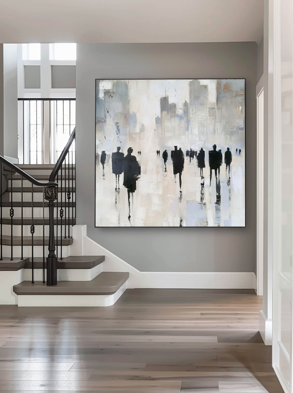 Minimalist Retro Black And Beige Canvas Painting Neutral Wabi Sabi Abstract Oil Painting Large Canvas Wall Art