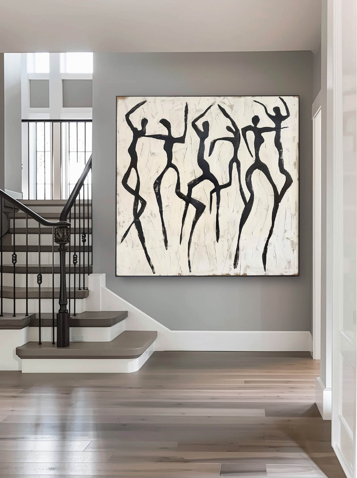 Vintage Black People Abstract Oil Painting Handcrafted Black Abstract Art On Canvas Large Scale Figure Line Texture Painting