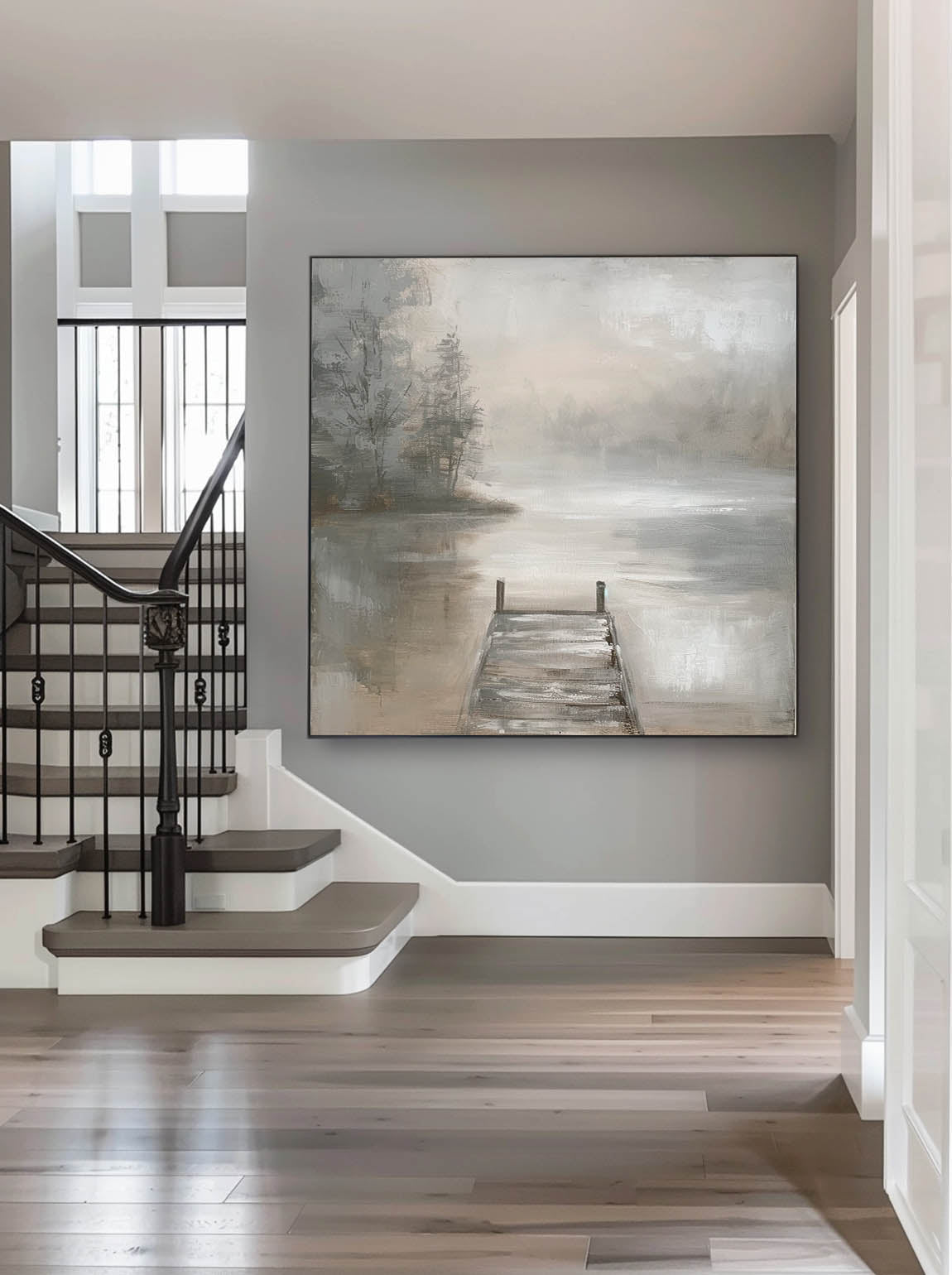 Vintage Beige Landscape Wall Art Large Beige Landscape Painting Original Vintage Beige Minimalist Art