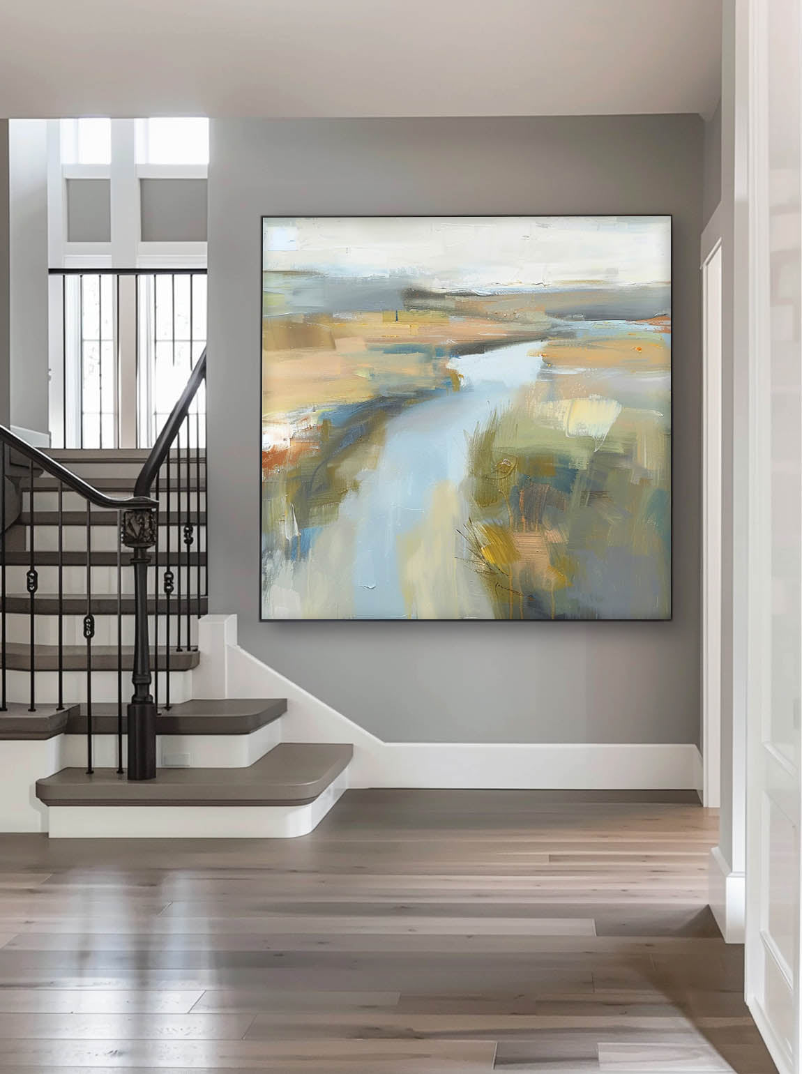 Large Scale Green Landscape Wall Art Original Abstract Texture Painting Minimalist Green Landscape Canvas Art