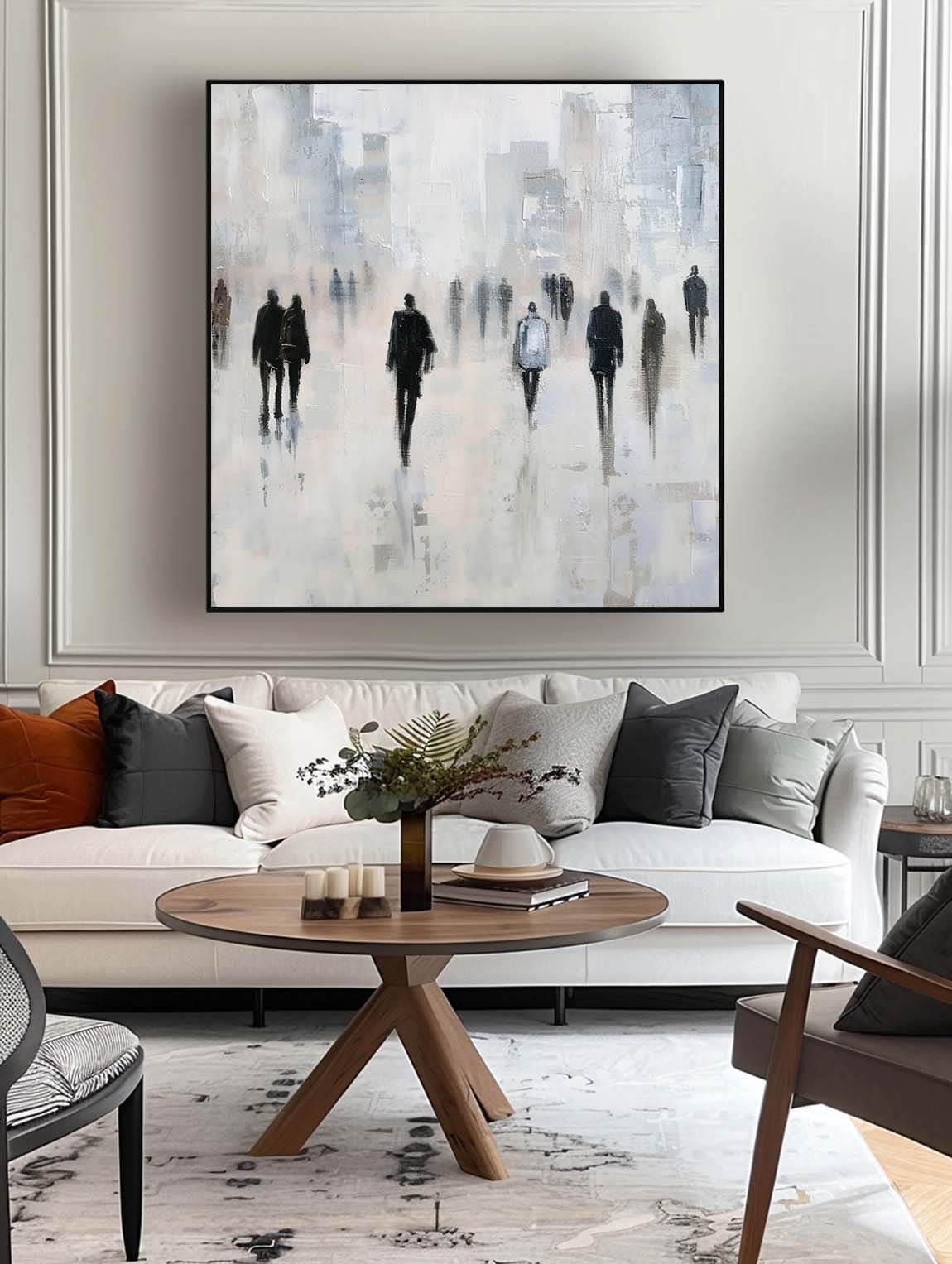 Vintage Black People Artwork Minimalist Wabi Sabi Neutral Abstract Artwork Large Abstract Canvas Art