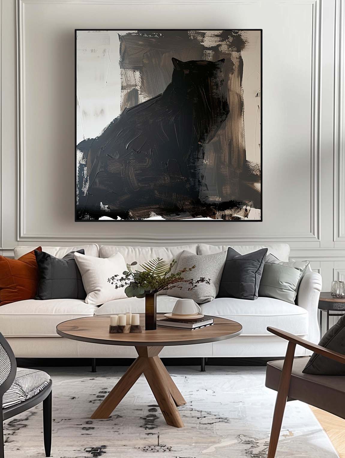 Vintage Black And Gray Abstract Oil Painting Vintage Minimalist Black Canvas Art Original Abstract Oil Painting