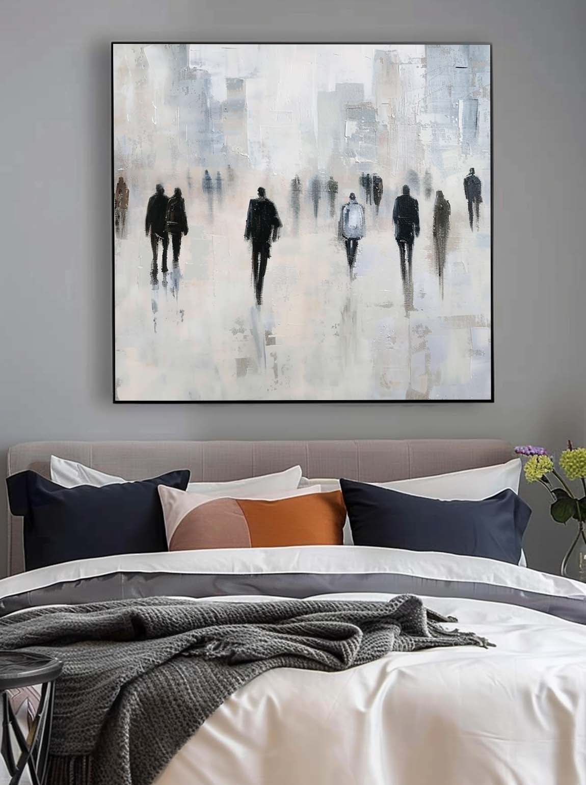 Vintage Black People Artwork Minimalist Wabi Sabi Neutral Abstract Artwork Large Abstract Canvas Art