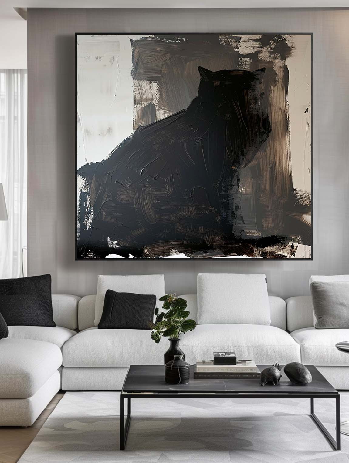 Vintage Black And Gray Abstract Oil Painting Vintage Minimalist Black Canvas Art Original Abstract Oil Painting
