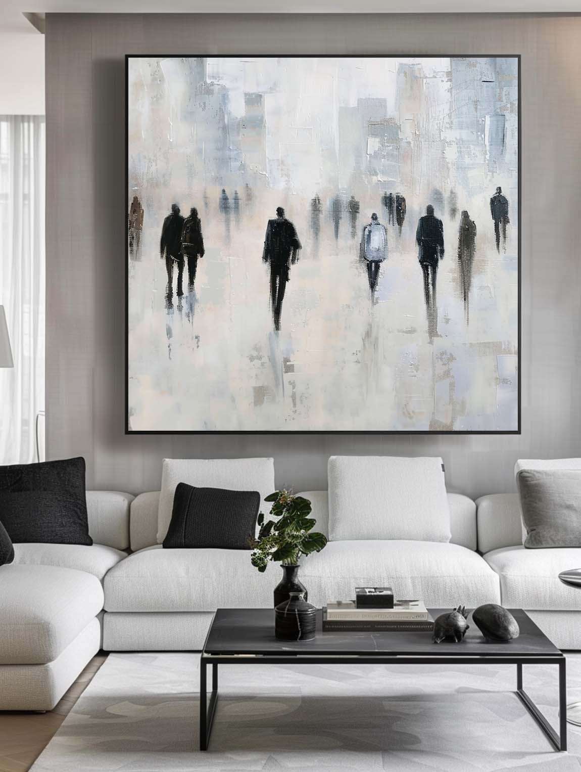 Vintage Black People Artwork Minimalist Wabi Sabi Neutral Abstract Artwork Large Abstract Canvas Art