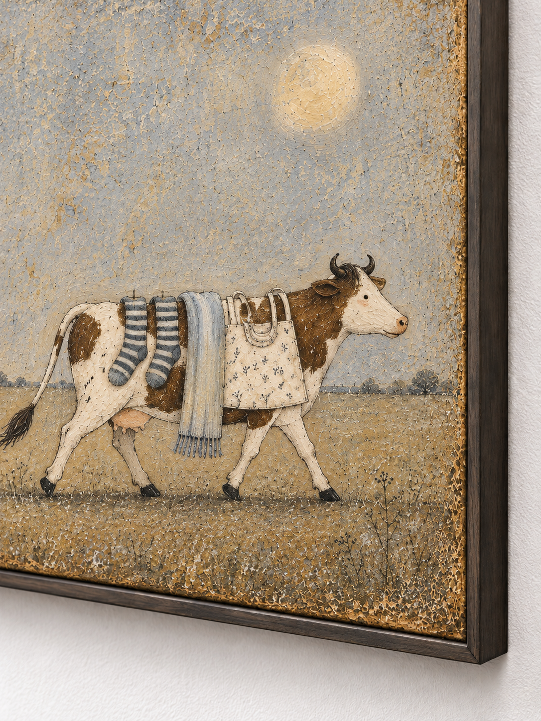 Whimsical Cow And Dachshund Hand-Painted Wall Art For Country Decor