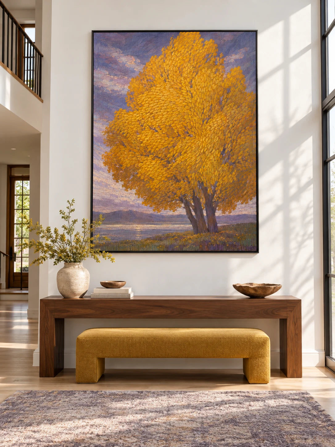 Large Textured Minimalist Tree Landscape Wall Art For Living Room And Bedroom Decor