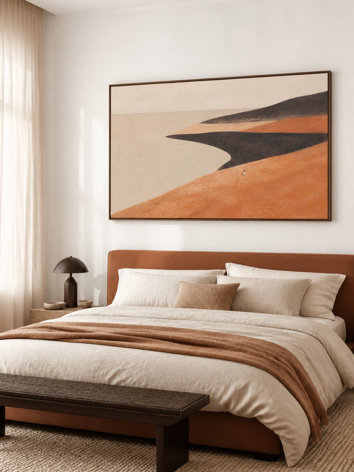 Minimalist Abstract Art Painting Organic Modern Decor With Warm Earth Tones