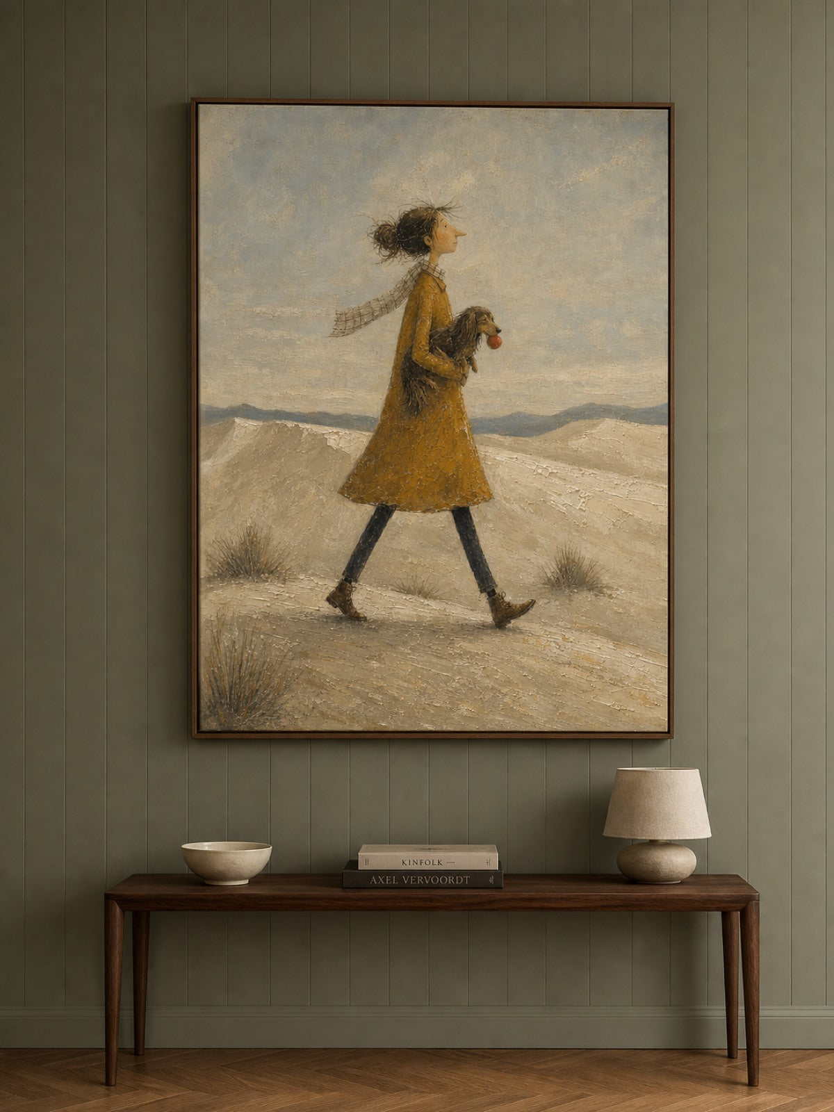 Vintage Abstract White Sands Pet Travel Painting Neutral Travel Painting