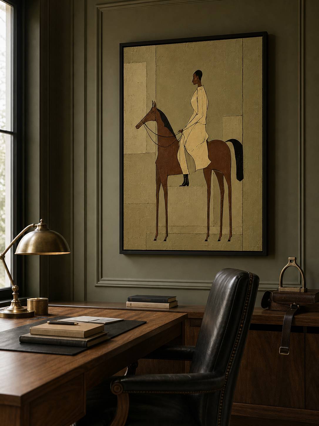 Vintage Equestrian Oil Painting Woman On Horse Retro Wall Art For Living Room Decor