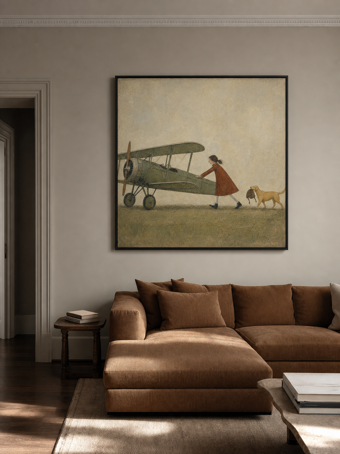 Whimsical Vintage Airplane Art With Dog For Travel Lovers Wall Decor