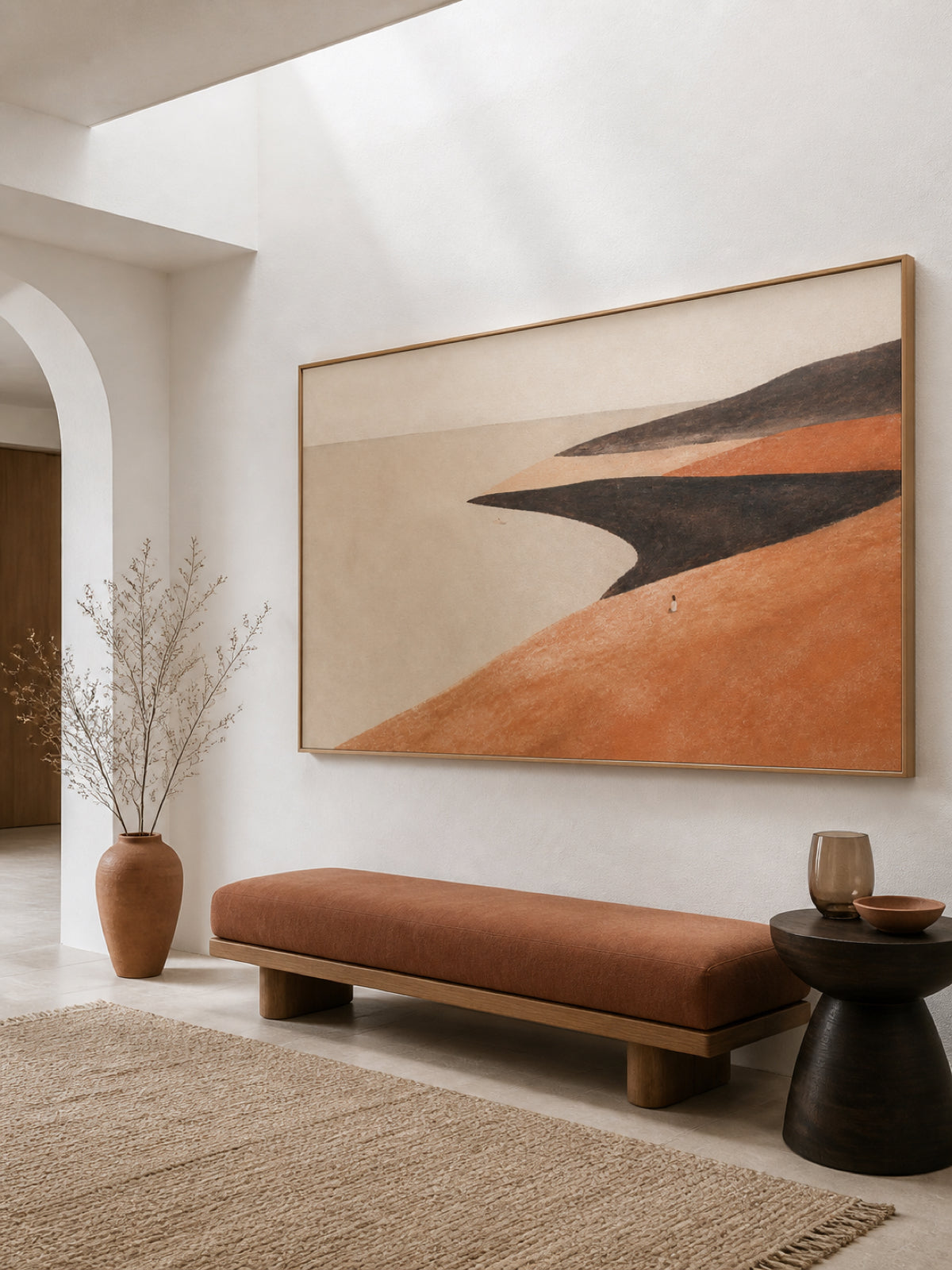 Minimalist Abstract Art Painting Organic Modern Decor With Warm Earth Tones