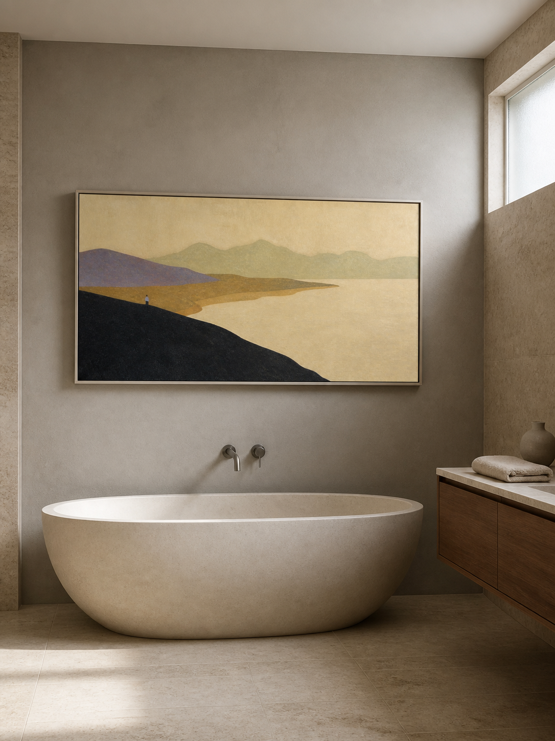 Minimalist Wall Art For Living Room Abstract Seascape In Earthy Tones Original