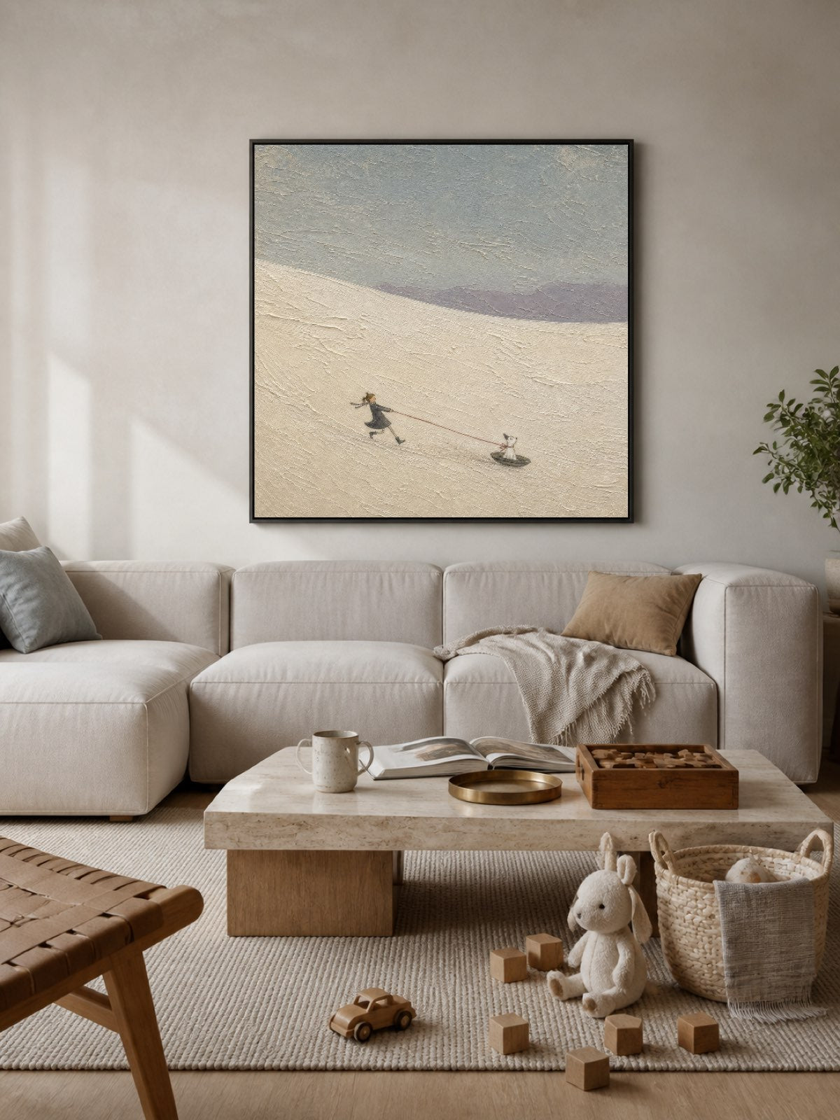 Whimsical Desert Adventure Painting With Textured Dunes For Modern Wall Art Decor