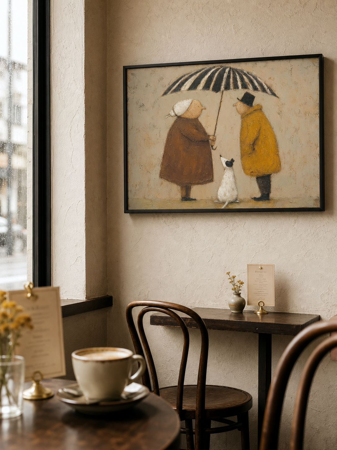 Original Large Neutral Abstract People Painting for Organic Modern Wall Decor