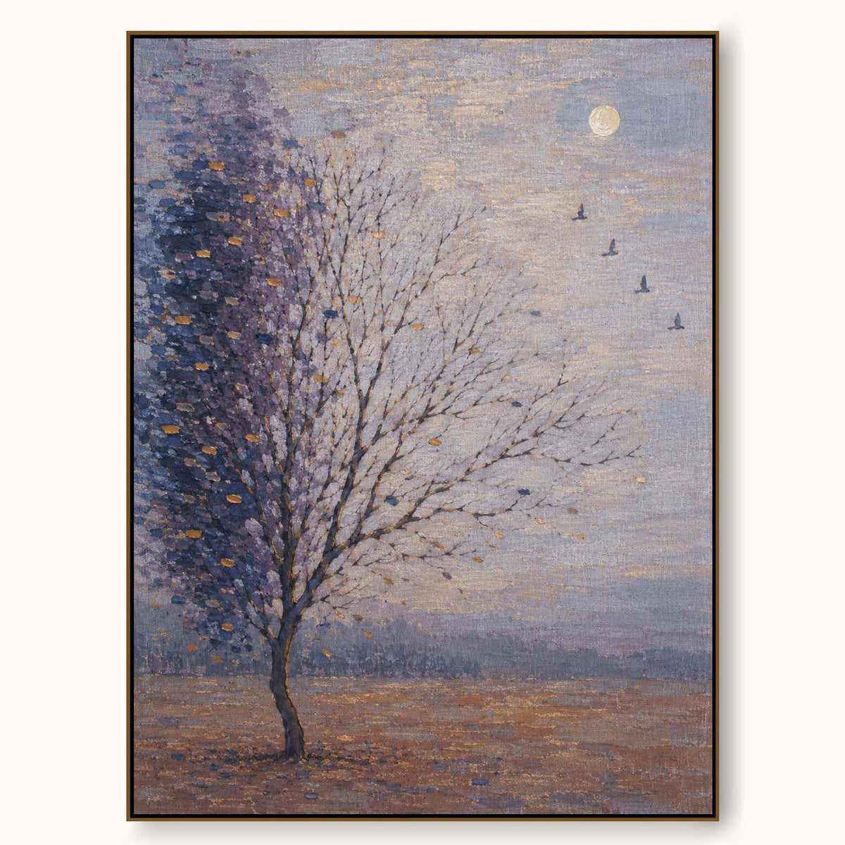 Hand Painted Moon And Tree Wall Art Large Modern Country Landscape Artwork Canvas