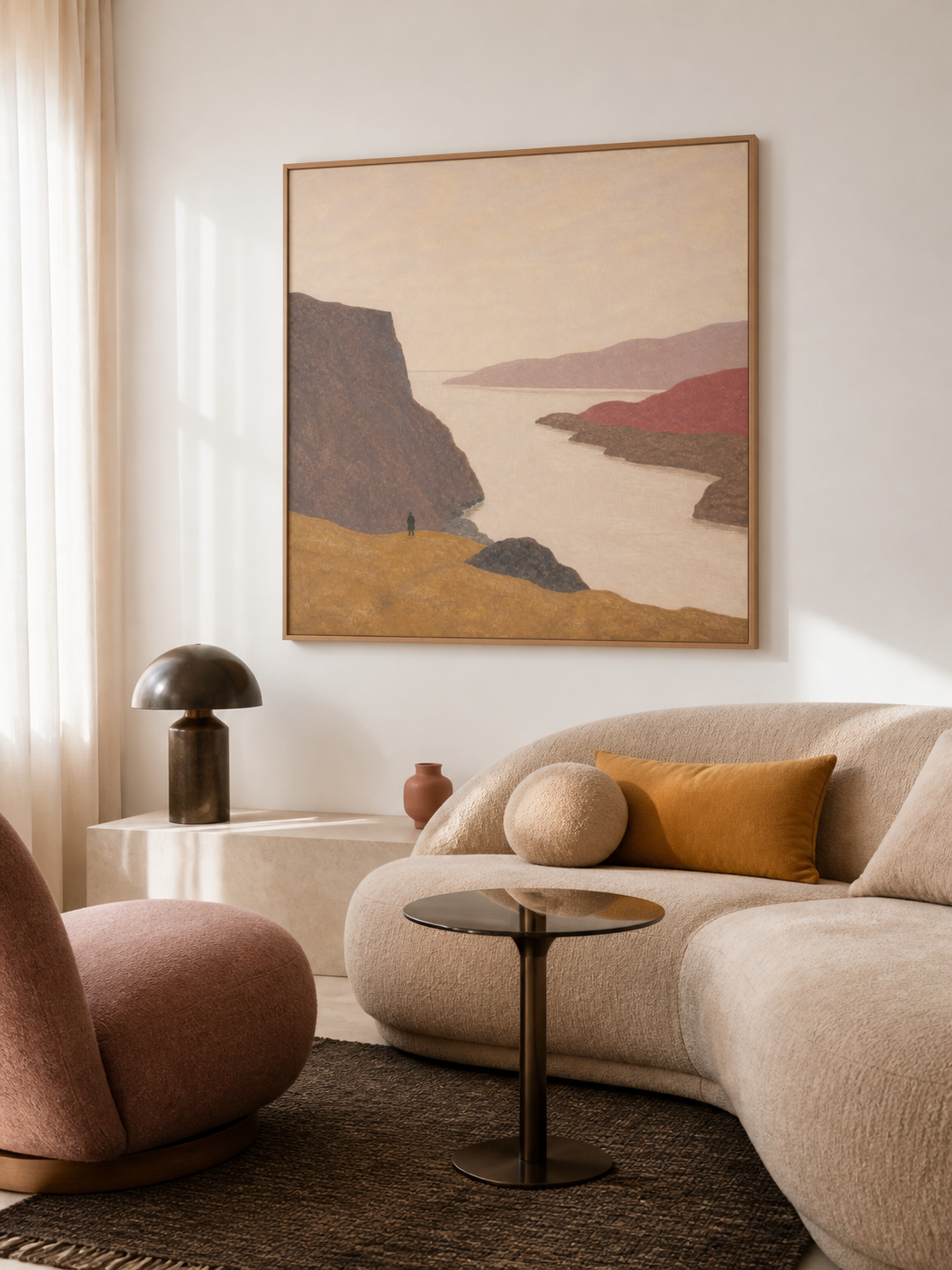 Ochre And Mauve Coastal Canvas Wall Art For Warm Contemporary Interiors
