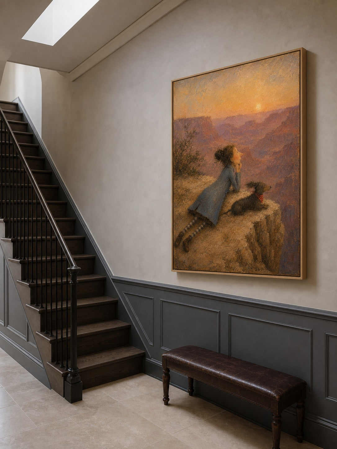 Hand Painted Grand Canyon Pet Travel Oil Painting Grand Canyon Sunset Painting