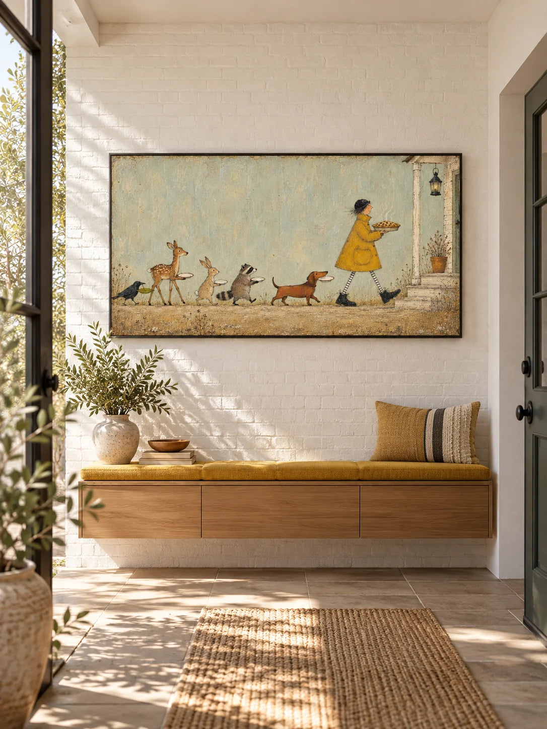 Large Country Animal Oil Painting Contemporary Farmhouse Wall Art Decor Painting