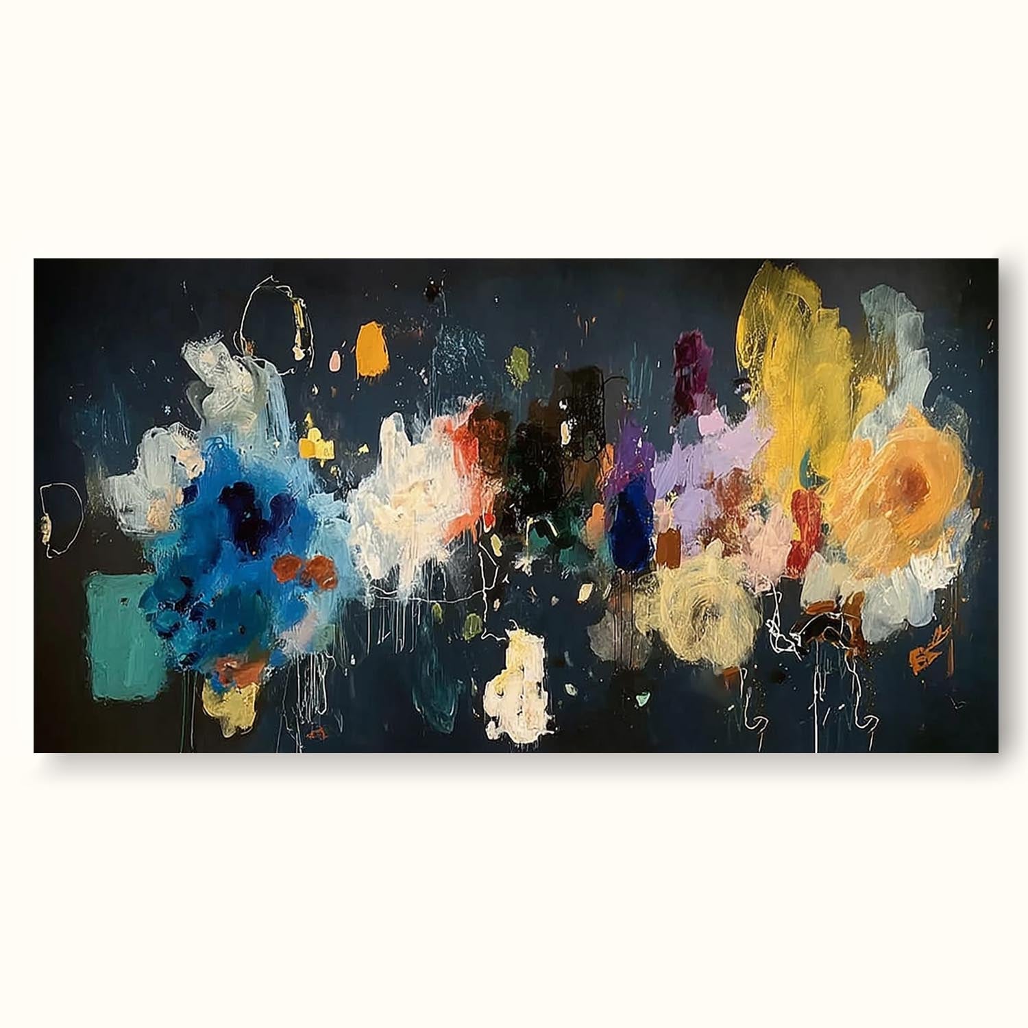 Large Colorful Floral Wall Art Minimalist Abstract Colorful Flower Oil Painting