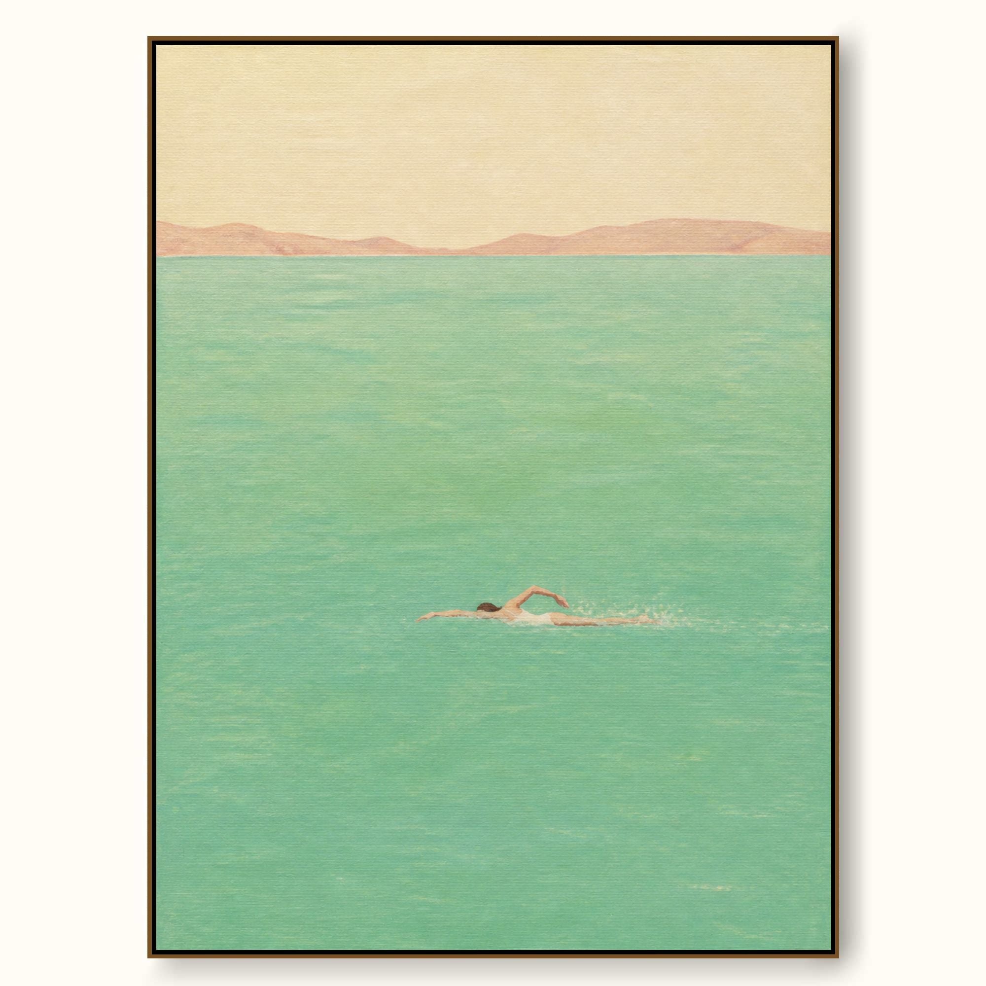 Mint Turquoise Swimming Wall Art For Calm Modern Home Bedroom Interiors