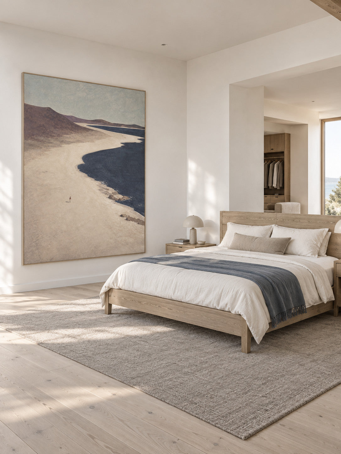 Minimalist Rocky Coastline Art In Earthy Tones Original Canvas