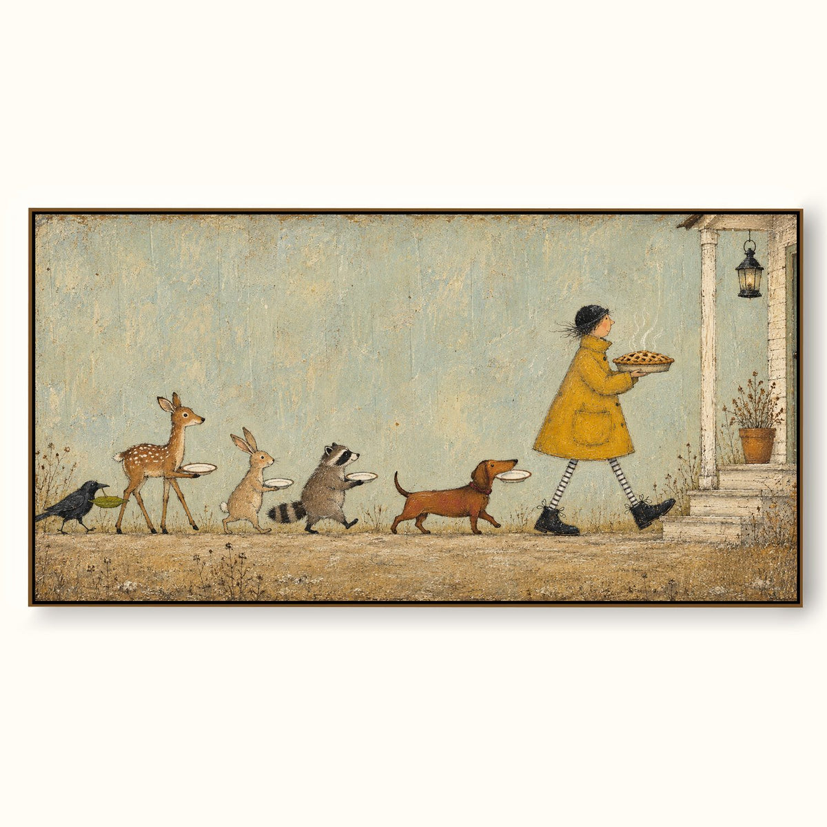 Large Country Animal Oil Painting Contemporary Farmhouse Wall Art Decor Painting
