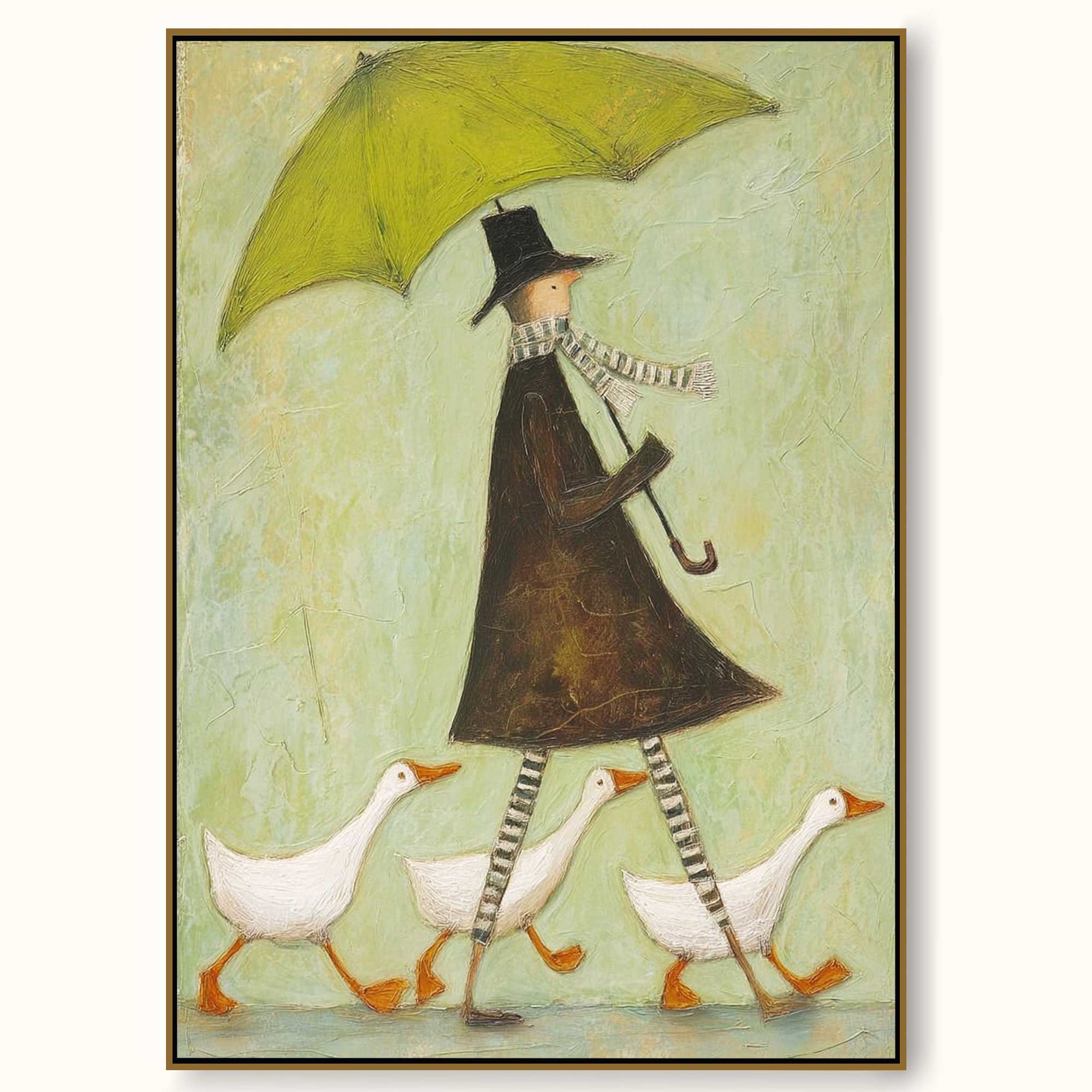 Handmade Minimalist People Canvas Artwork Organic Modern Decor Framed Painting