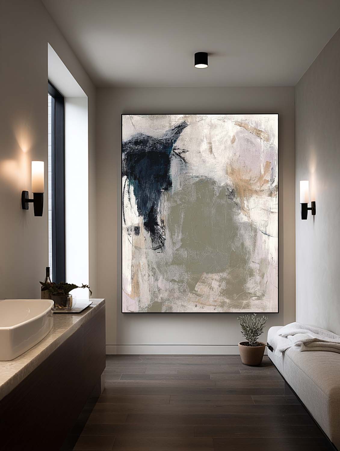 Contemporary Abstract Artwork Modern Original Abstract Wall Decor Neutral Gray And Beige Wall Art