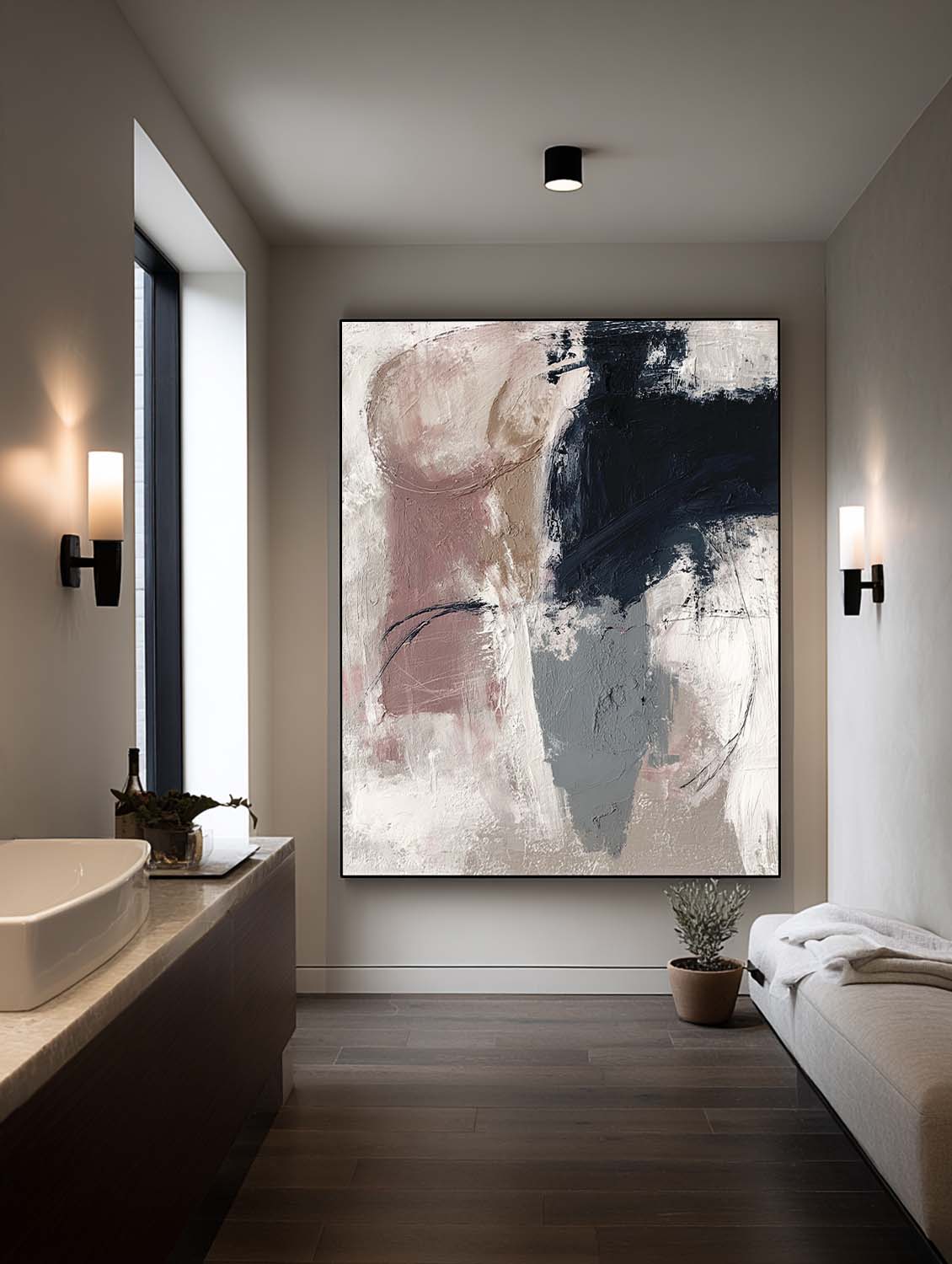 Neutral Beige And Light Pink Wall Art Large Beige Abstract Textured Painting Contemporary Handmade Canvas Wall Art