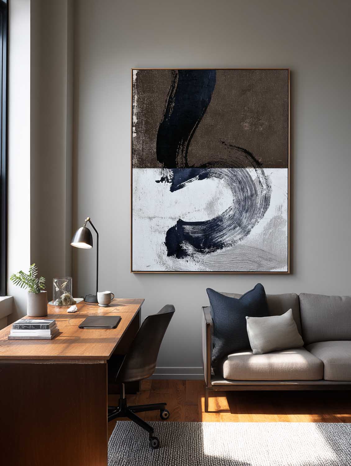 Handmade White And Brown Textured Canvas Minimalist Neutral Wall Art Wabi Sabi Brown And White Abstract Canvas