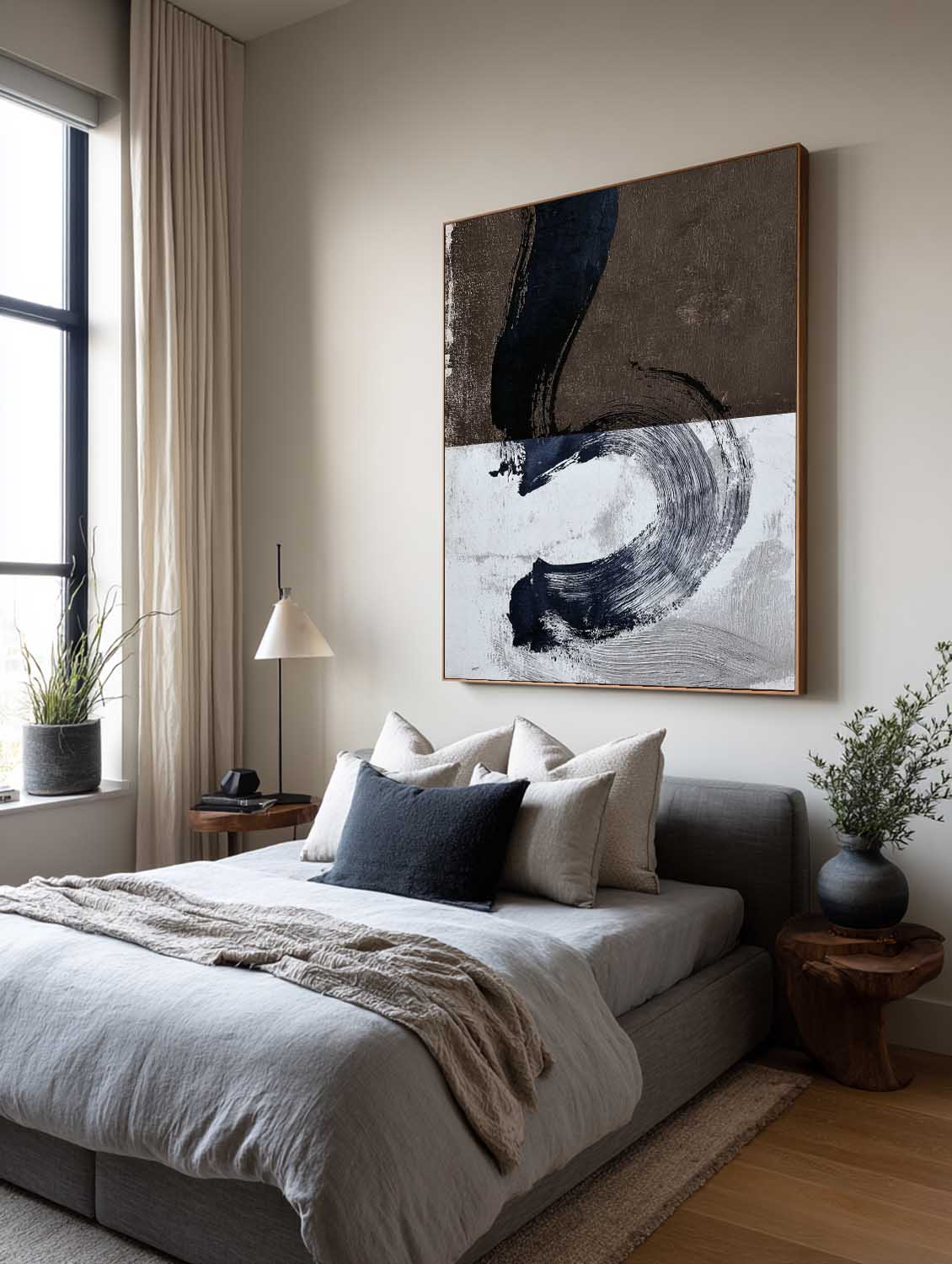 Handmade White And Brown Textured Canvas Minimalist Neutral Wall Art Wabi Sabi Brown And White Abstract Canvas