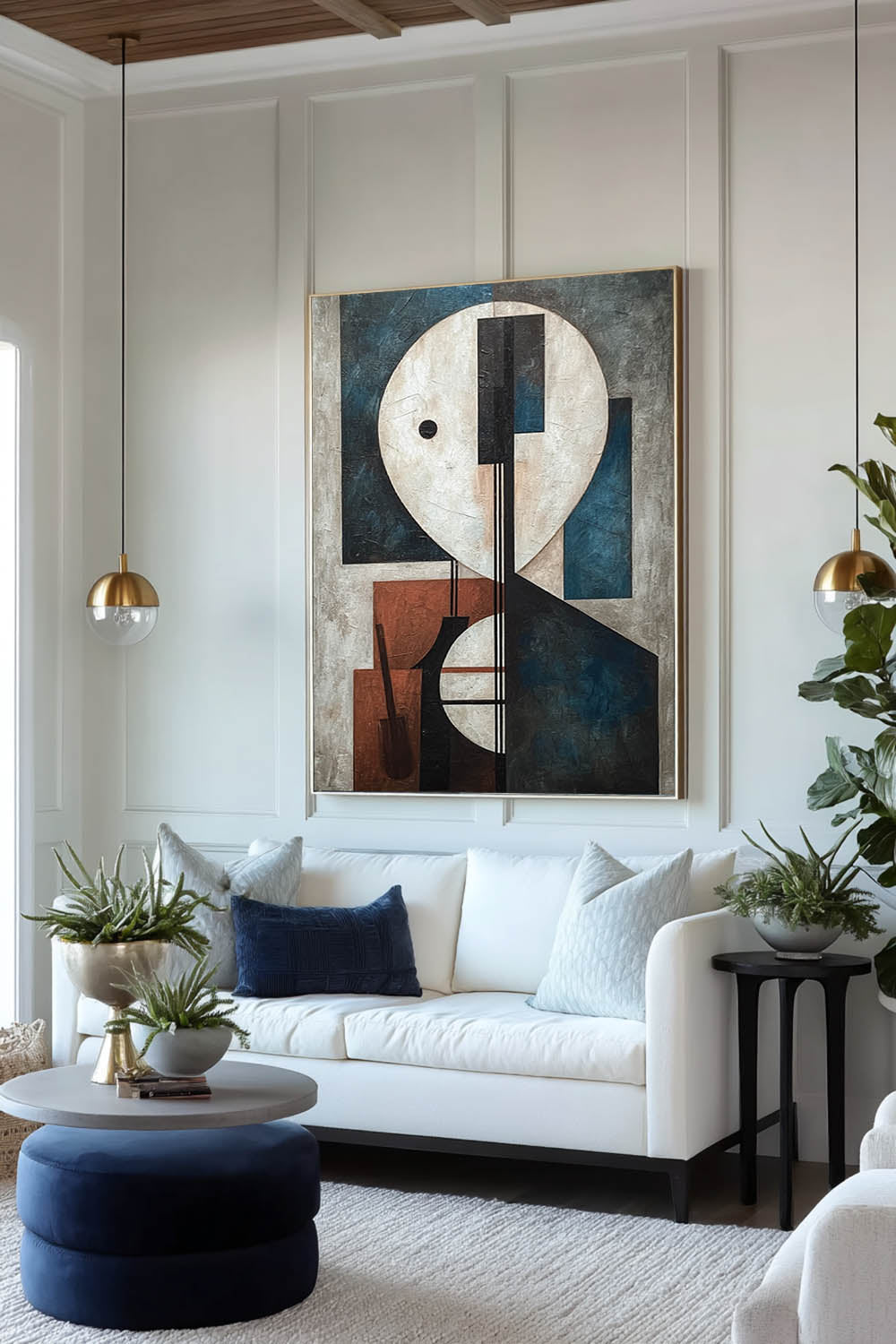Minimalist Face Texture Art In Red And White Original Geometric Abstract Portrait Painting On Canvas Geometric Face Wall Art
