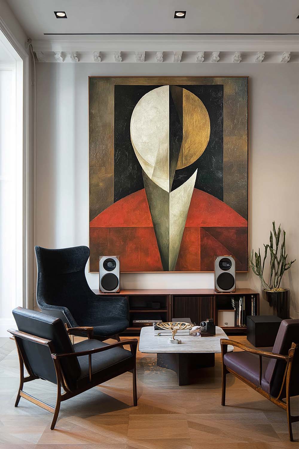 Original Abstract Face Art Beige And Red Handmade Wall Art Large Minimalist Face Texture Painting