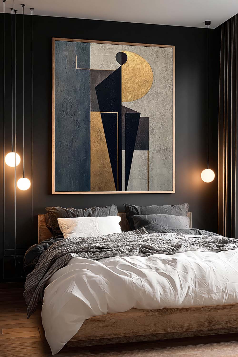 Handmade Geometric Human Form Abstract Art Original Black And Gold Abstract Human Shape Art Black And Gold Geometric Abstract Painting