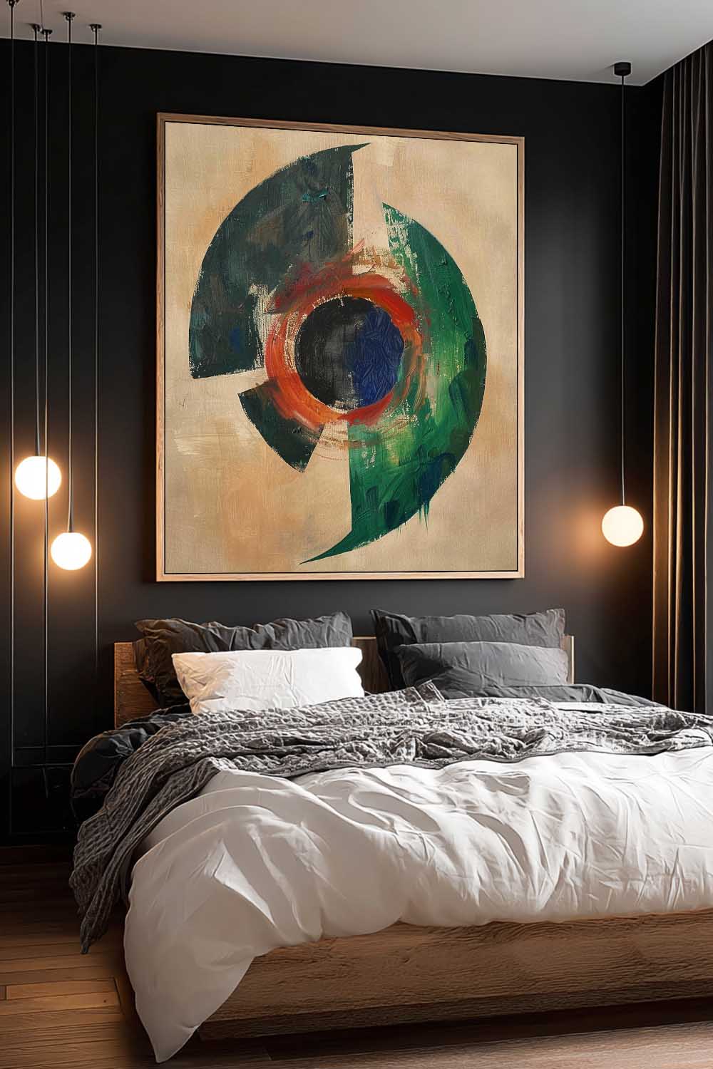 Large Minimalist Geometric Abstract Oil Painting Modern Geometric Abstract Expressionist Painting Green Geometric Wall Art