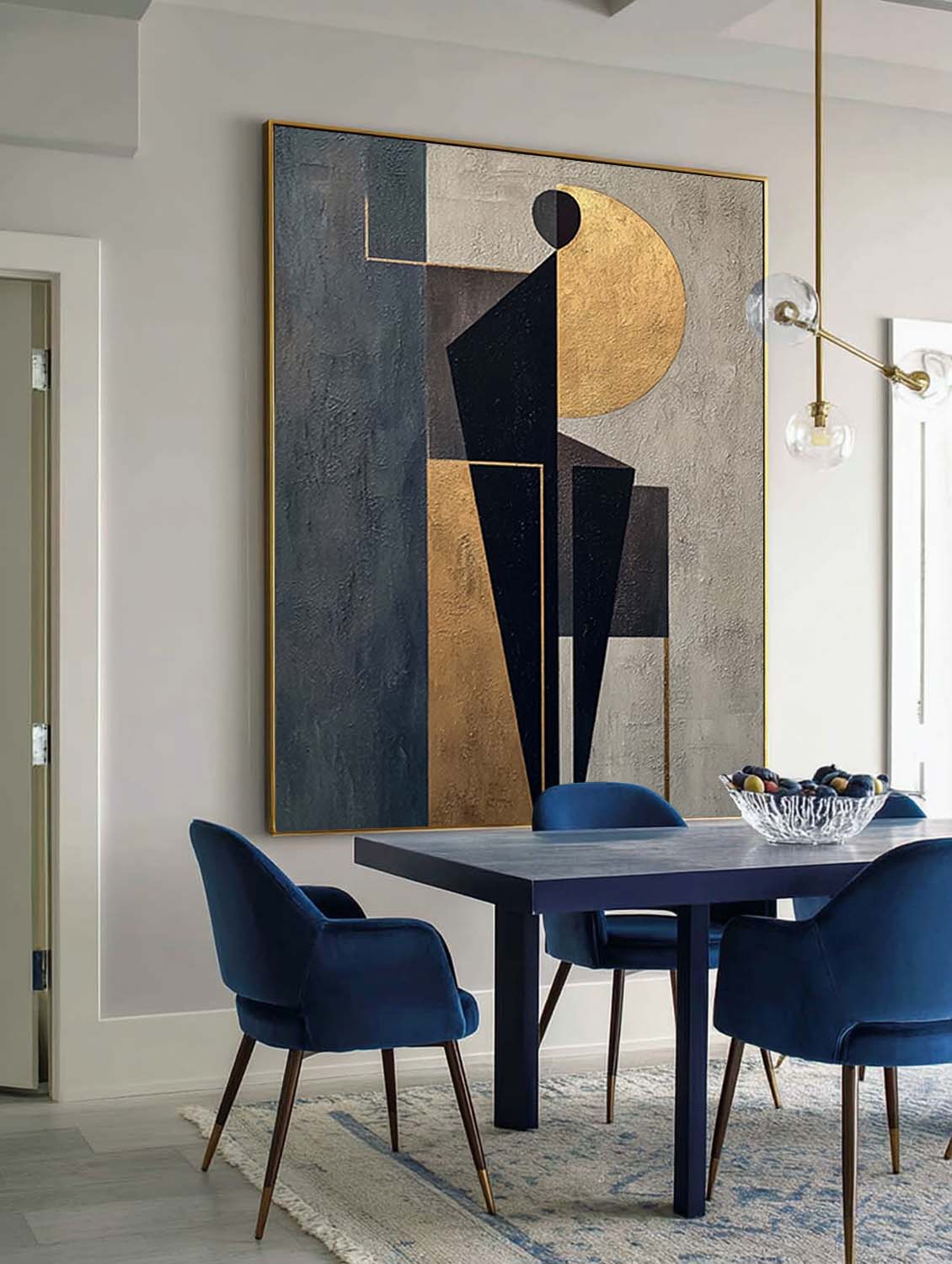 Handmade Geometric Human Form Abstract Art Original Black And Gold Abstract Human Shape Art Black And Gold Geometric Abstract Painting