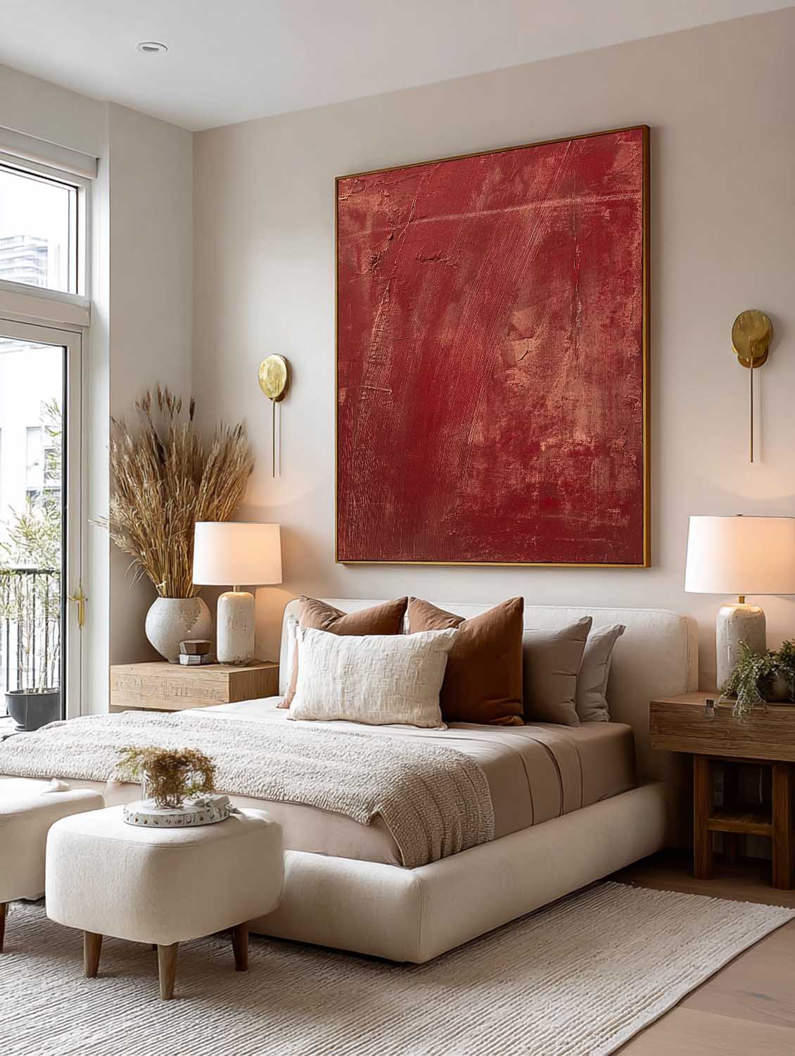 Dark Wine Red Abstract Art On Canvas Deep Red Contemporary Abstract Artwork Handmade Burgundy Abstract Wall Art